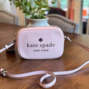 Kate Spade Glitter On Pink Leather Camera Bag Crossbody
